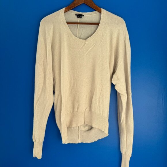 Theory Womens Soft Gray Cashmere Minimalist Dolman Sleeve U-Neck Sweater S/P - Picture 1 of 9